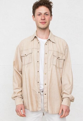 VINTAGE BEIGE LERROS LONG SLEEVE SHIRT