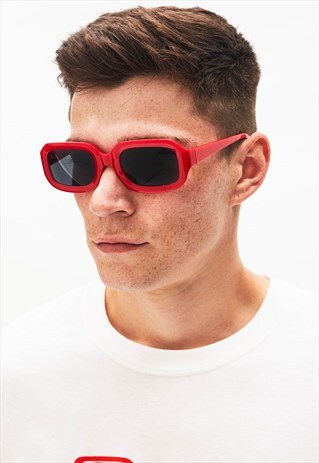 BLAKE - SOFT SQUARE RED 90'S INSPIRED RETRO SUNGLASSES