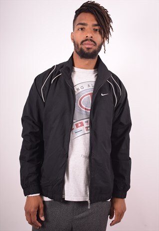 NIKE MENS VINTAGE TRACKSUIT TOP JACKET MEDIUM BLACK 90S