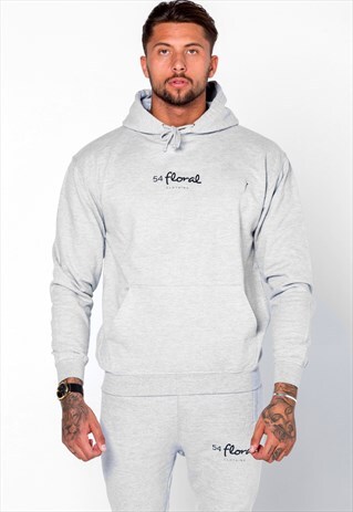 CENTRE LOGO SLIM PULLOVER HOODY - HEATHER GREY