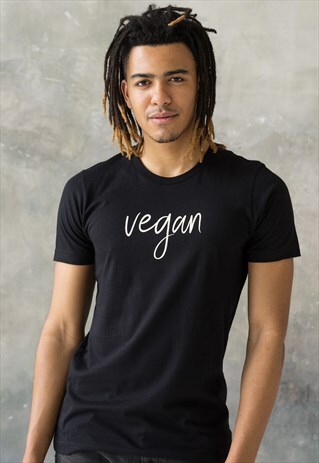 VEGAN PROTEIN T SHIRT SLOGAN PRINTED MEN'S GRAPHIC TEE TOP
