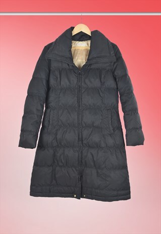 80S VINTAGE TAILORING LONG QUILTED PUFFER COAT IN BLACK