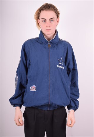 NFL MENS VINTAGE COWBOYS JACKET LARGE NAVY BLUE 90'S