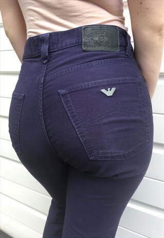 WOMENS VINTAGE PURPLE ARMANI JEANS HIGH WAISTED MOM TROUSERS