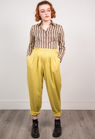 VINTAGE 90'S MUSTARD YELLOW HIGH WAIST TROUSERS