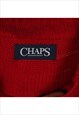 VINTAGE 90'S CHAPS JUMPER KNITTED CABLE QUARTER BUTTON
