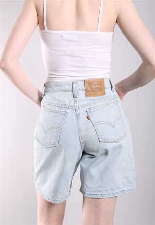 VINTAGE 90S LEVI'S BLEACH WASH HIGH WAISTED DENIM SHORTS