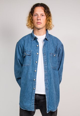 90'S VINTAGE BLUE RALPH LAUREN POLO DENIM SHIRT