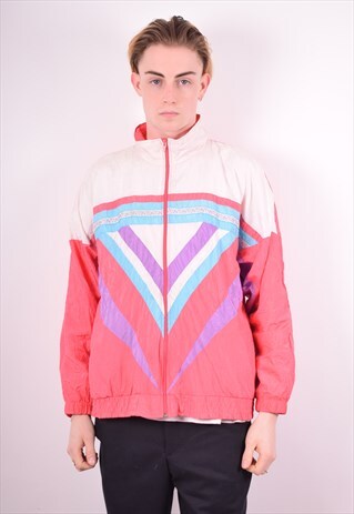 MENS VINTAGE TRACKSUIT TOP JACKET XL MULTI 90S