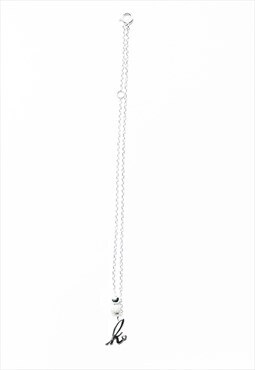 K Initial Anklet 925 Sterling Silver