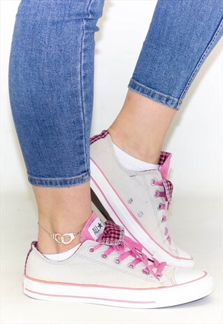 VINTAGE 90'S PINK CHECK CONVERSE TRAINERS
