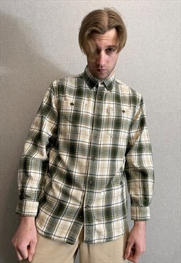 Carhartt checkered Green shirt long sleeve Mens size M