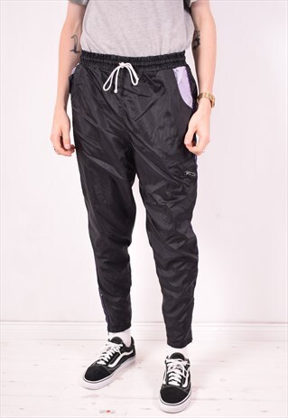 MENS VINTAGE TRACKSUIT TROUSERS SMALL BLACK 90S
