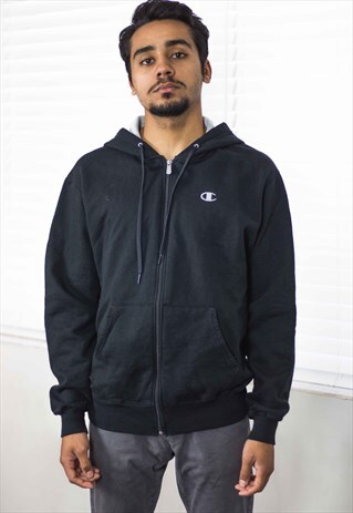 VINTAGE CHAMPION HOODIE JACKET LOGO 90S M 21.1