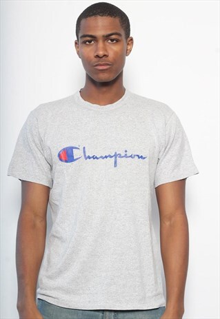 VINTAGE CHAMPION LOGO T-SHIRT GREY