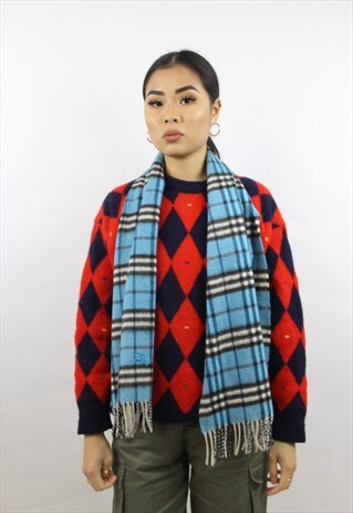 VINTAGE BURBERRY BLUE CHECK SCARF