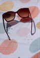 RED BROWN OVERSIZE POINTED CAT EYE SUNGLASSES