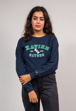VINTAGE 90'S NAVY CHAMPION COLLEGE SPORTS SWEATSHIRT JUMPER