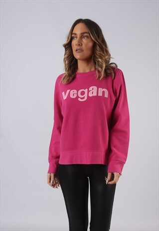 VINTAGE VEGAN SWEATSHIRT OVERSIZED PRINT UK 14 (BL2M)