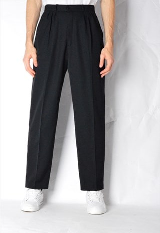 VINTAGE 80S BLACK WOOL BLEND PANTS