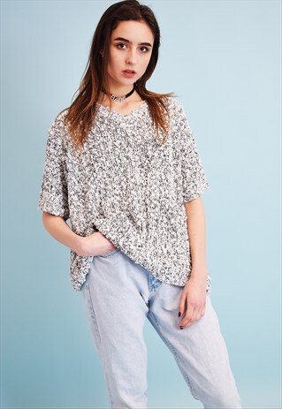 90'S RETRO JAZZY KNITTED OVERSIZED TOP BLOUSE