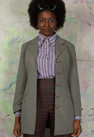 REWORKED VINTAGE LONG GREEN BLAZER.