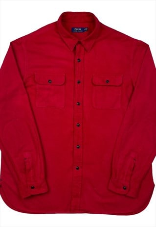 POLO RALPH LAUREN VINTAGE RED BRUSHED COTTON SHIRT/SHACKET