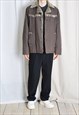 Y2K BROWN STRIPED FAUX FUR MENS JACKET