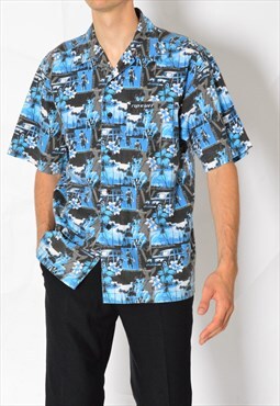 Y2K Rip Curl Blue Surf Hawaii Short Sleeve Relaxed Fit Shirt