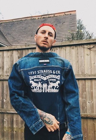 NORTH REWORKED LEVI'S BIG E DISTRESSED DENIM JEAN JACKET