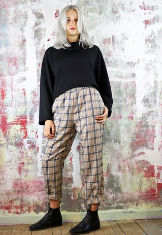 TAPERED TROUSERS IN BEIGE CHECK