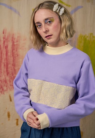 LILAC STRIPTEASE CROPPED FLEECE