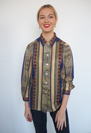 VINTAGE SILKY PATTERNED SHIRT