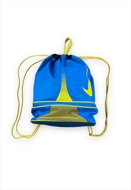 Nike Vintage 90s Blue and yellow drawstring bag zip pocket 