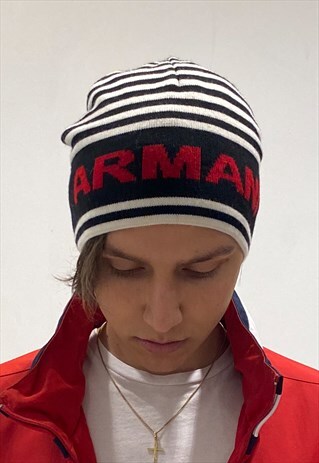 UNISEX ARMANI STRIPED BEANIE