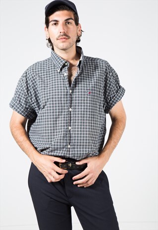 VINTAGE 80S TOMMY HILFIGER SHORT SLEEVE SHIRT/ S4430