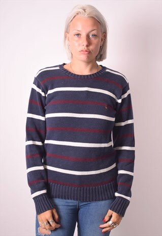 POLO RALPH LAUREN WOMENS VINTAGE JUMPER SWEATER XL NAVY BLUE