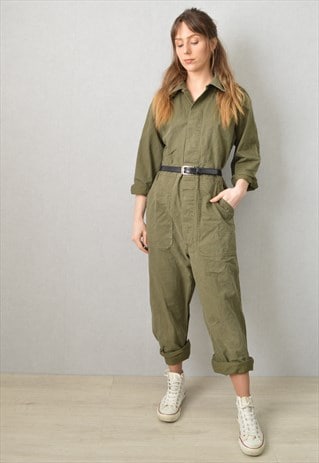 VINTAGE ARMY OVERALLS BOILERSUIT COVERALLS PLUS SIZE CURVY