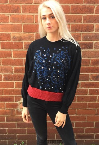 VINTAGE RE-WORKED CROPPED KNITTED JUMPER