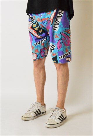 VINTAGE 80S COLOURFUL HAWAII FESTIVAL SHORTS