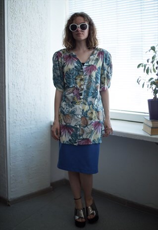 VINTAGE 80'S MULTI COLOUR LONG FIT BLOUSE
