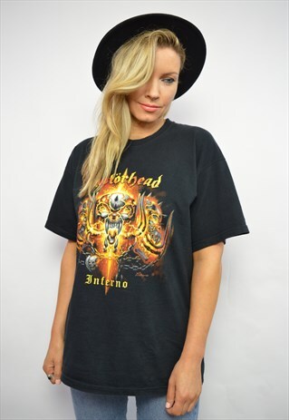 MOTORHEAD INFERNO OVERSIZED BLACK ROCK T-SHIRT TEE ROCKER