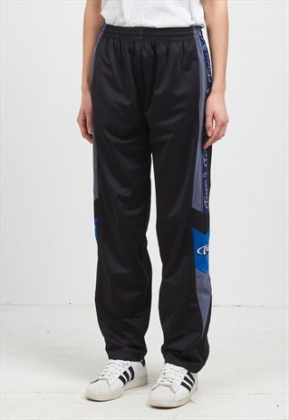 VINTAGE RETRO BLACK SUPERPROS TRACK BOTTOMS JOGGERS