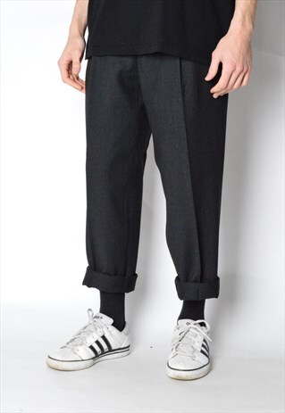 VINTAGE 90S DARK GREY WOOL BLEND PANTS
