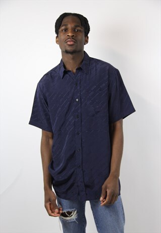 VINTAGE HUGO BOSS NAVY SILKY SHIRT