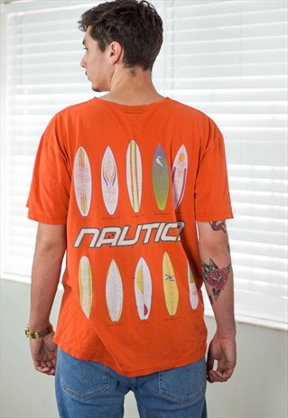 VINTAGE NAUTICA T-SHIRT LOGO 90S L 8.2