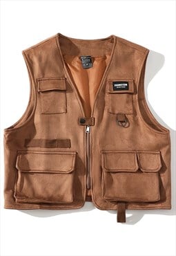 Utility vest orange sleeveless jacket workwear tank cargo