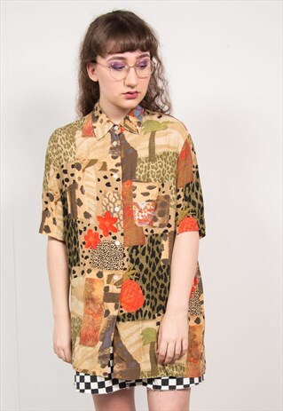 VINTAGE 90'S LEOPARD PRINT FLORAL SHIRT