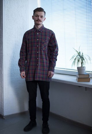VINTAGE 80'S MULTICOLOUR PLAID COTTON SHIRT