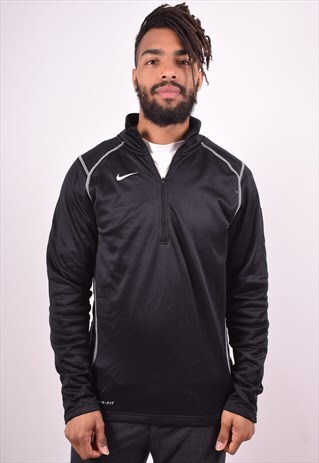 NIKE MENS VINTAGE SWEATSHIRT JUMPER SMALL BLACK 90S